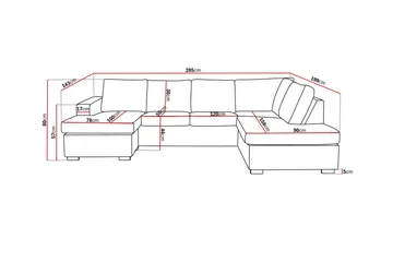 Crazy 4-personers Højrevendt U-formet Large Sofa med Chaiselong i Fløjl - Blå - Møbler - Sofaer - U Sofa