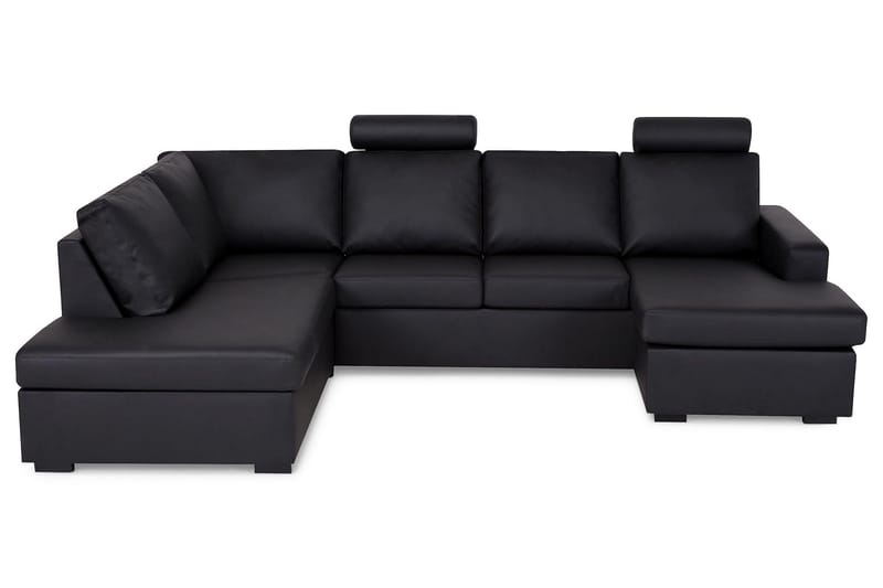 Crazy 4-personers Venstrevendt U-formet Large Sofa med Chaiselong i Kunstlæder - Sort - Møbler - Sofaer - Lædersofaer