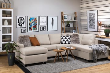 Crazy 4-personers Højrevendt U-formet Large Sofa med Chaiselong i Stof - Beige - Møbler - Sofaer - U Sofa