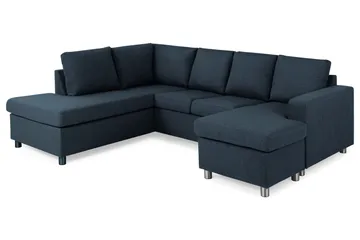 Crazy 4-personers Venstrevendt U-formet Large Sofa med Chaiselong i Stof - Mørkeblå - Møbler - Sofaer - U Sofa