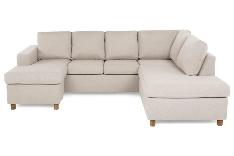 Crazy 4-personers Højrevendt U-formet Small Sofa med Chaiselong i Stof, Beige