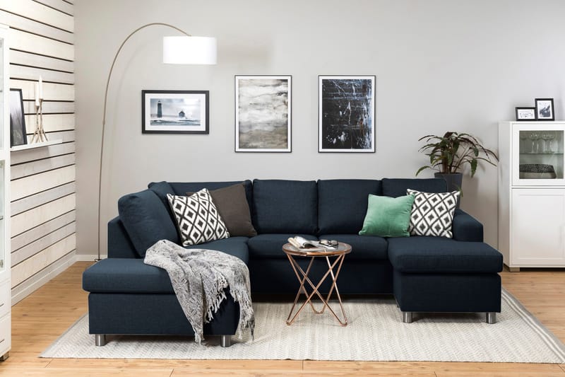Crazy 4-personers Venstrevendt U-formet Large Sofa med Chaiselong i Stof - Mørkeblå - Møbler - Sofaer - U Sofa