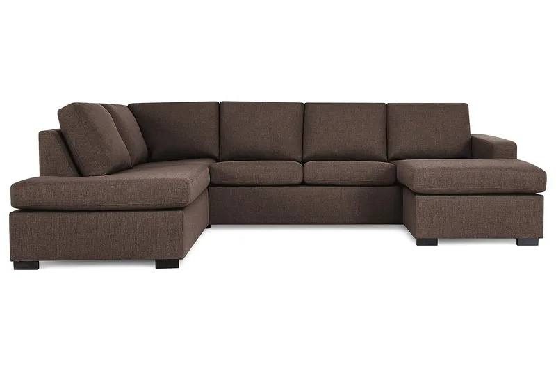 Crazy 4-personers Venstrevendt U-formet Large Sofa med Chaiselong i Stof, Brun