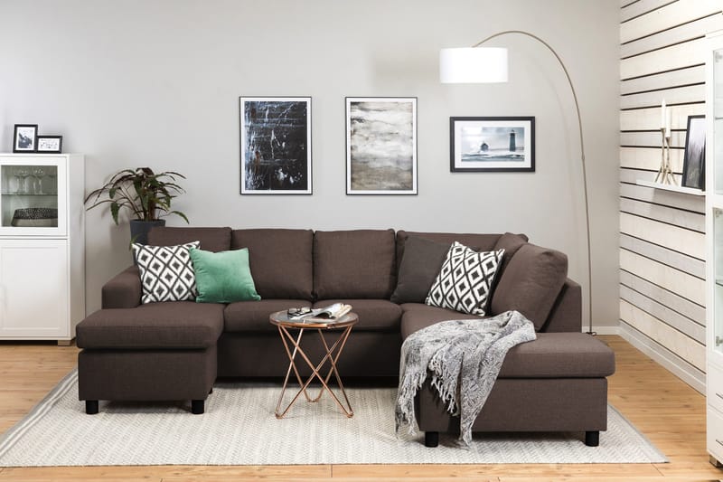 Crazy 4-personers Højrevendt U-formet Small Sofa med Chaiselong i Stof - Brun - Møbler - Sofaer - U Sofa
