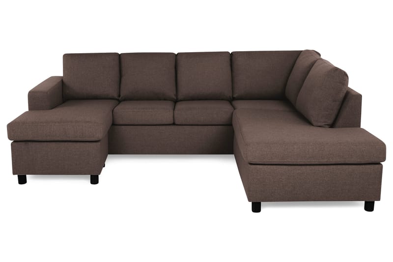 Crazy 4-personers Højrevendt U-formet Small Sofa med Chaiselong i Stof, Brun