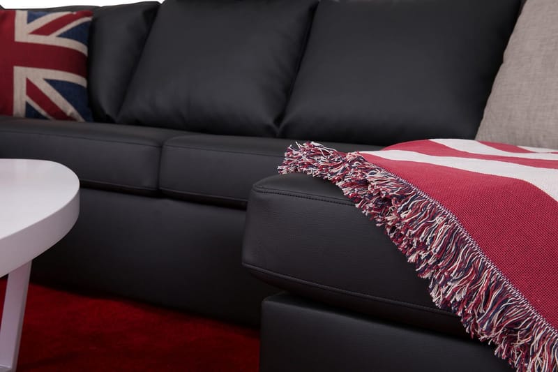 Crazy 4-personers Venstrevendt U-formet Large Sofa med Chaiselong i Kunstlæder - Sort - Møbler - Sofaer - Lædersofaer