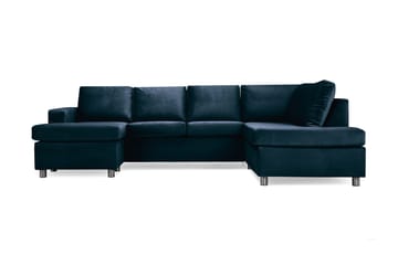 Crazy 4-personers Højrevendt U-formet Large Sofa med Chaiselong i Fløjl - Blå - Møbler - Sofaer - U Sofa