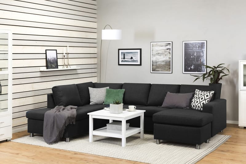 Crazy 4-personers Venstrevendt U-formet Large Sofa med Chaiselong i Stof - Antracit - Møbler - Sofaer - U Sofa