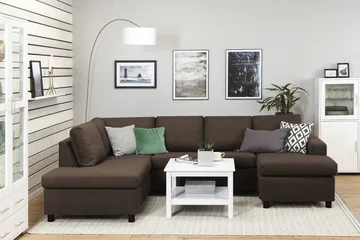 Crazy 4-personers Venstrevendt U-formet Large Sofa med Chaiselong i Stof - Brun - Møbler - Sofaer - U Sofa