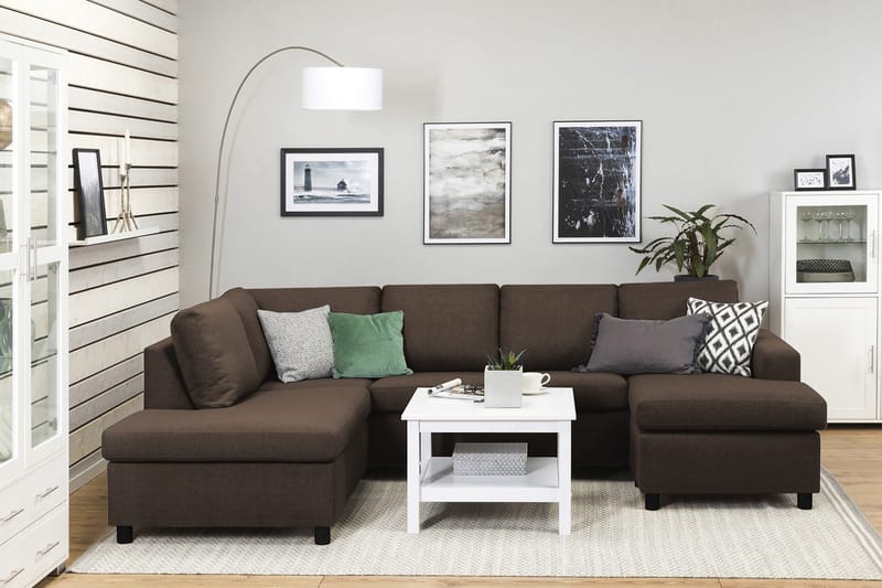 Crazy 4-personers Venstrevendt U-formet Large Sofa med Chaiselong i Stof - Brun - Møbler - Sofaer - U Sofa