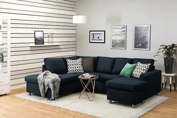 Crazy 4-personers Venstrevendt U-formet Large Sofa med Chaiselong i Stof - Mørkeblå - Møbler - Sofaer - U Sofa