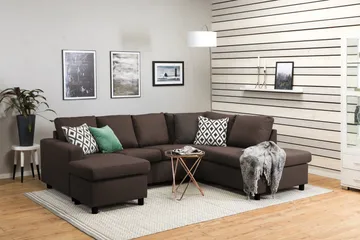 Crazy 4-personers Højrevendt U-formet Small Sofa med Chaiselong i Stof - Brun - Møbler - Sofaer - U Sofa