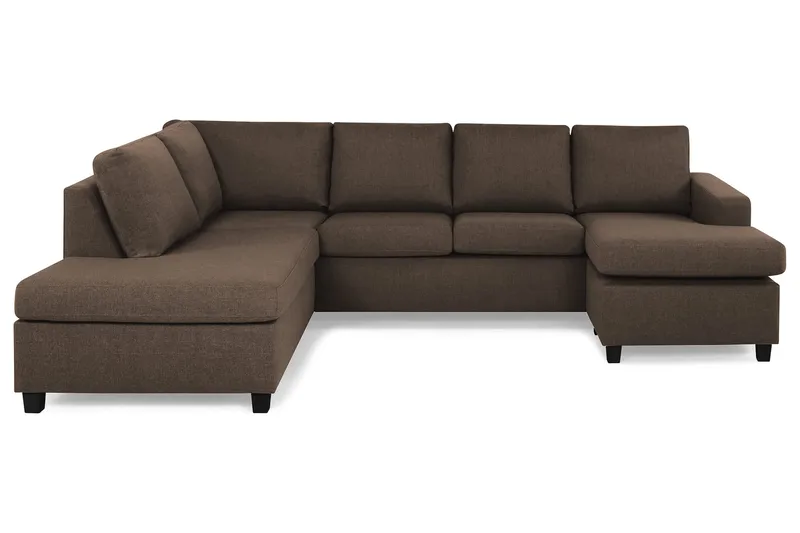 Crazy 4-personers Venstrevendt U-formet Large Sofa med Chaiselong i Stof, Brun