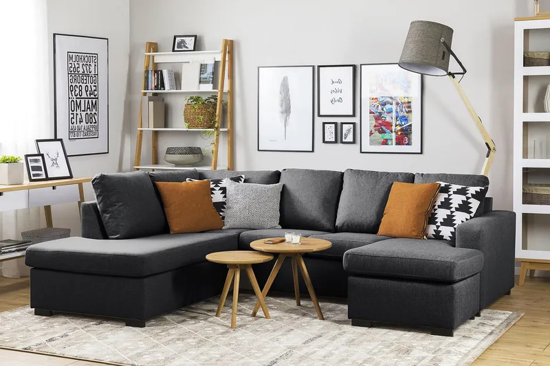 Crazy 4-personers Venstrevendt U-formet Small Sofa med Chaiselong i Stof - Mørkegrå - Møbler - Sofaer - U Sofa