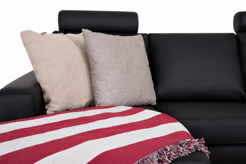 Crazy 4-personers Højrevendt U-formet Large Sofa med Chaiselong i Kunstlæder - Sort - Møbler - Sofaer - Lædersofaer