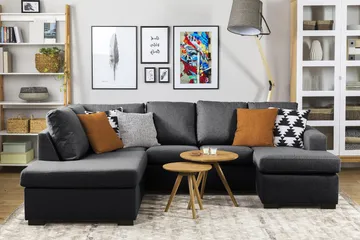 Crazy 4-personers Venstrevendt U-formet Small Sofa med Chaiselong i Stof - Mørkegrå - Møbler - Sofaer - U Sofa