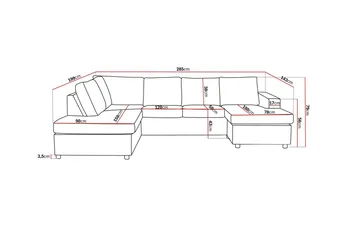 Crazy 4-personers Venstrevendt U-formet Large Sofa med Chaiselong i Stof - Antracit - Møbler - Sofaer - U Sofa