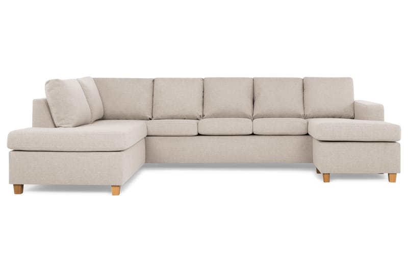 Crazy 5-personers Venstrevendt U-formet Sofa med Chaiselong i Stof - Beige - Møbler - Sofaer - U Sofa