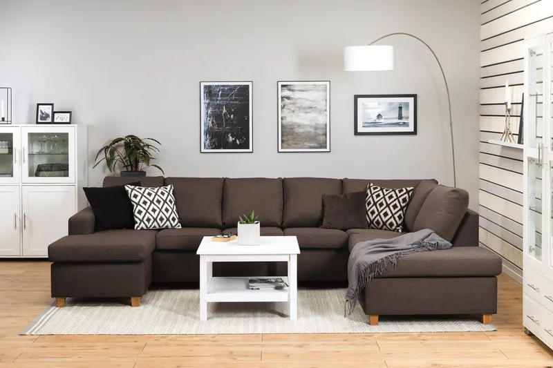 Crazy 5-personers Højrevendt U-formet X-Large Sofa med Chaiselong i Stof - Brun - Møbler - Sofaer - U Sofa