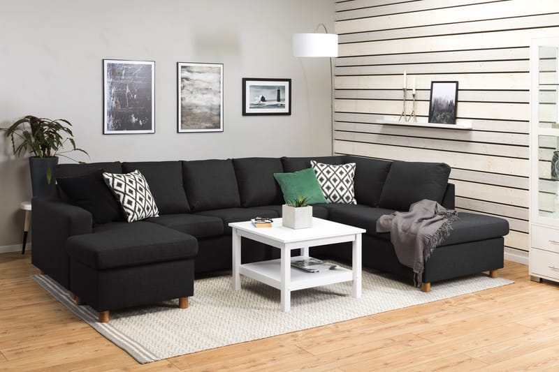 Crazy 5-personers Højrevendt U-formet X-Large Sofa med Chaiselong i Stof - Antracit - Møbler - Sofaer - U Sofa