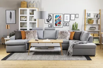 Crazy 5-personers Højrevendt U-formet X-Large Sofa med Chaiselong i Stof - Grå - Møbler - Sofaer - U Sofa