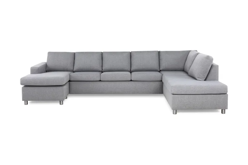 Crazy 5-personers Højrevendt U-formet X-Large Sofa med Chaiselong i Stof, Grå