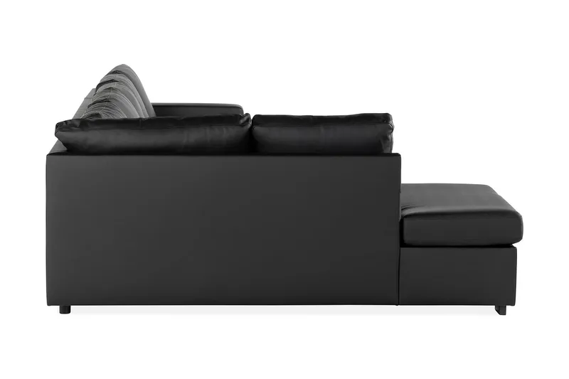 Crazy 5-personers Venstrevendt U-formet X-Large Sofa med Chaiselong i Kunstlæder - Sort - Møbler - Sofaer - Lædersofaer