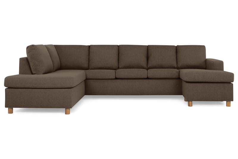 Crazy 5-personers Venstrevendt U-formet Sofa med Chaiselong i Stof, Brun