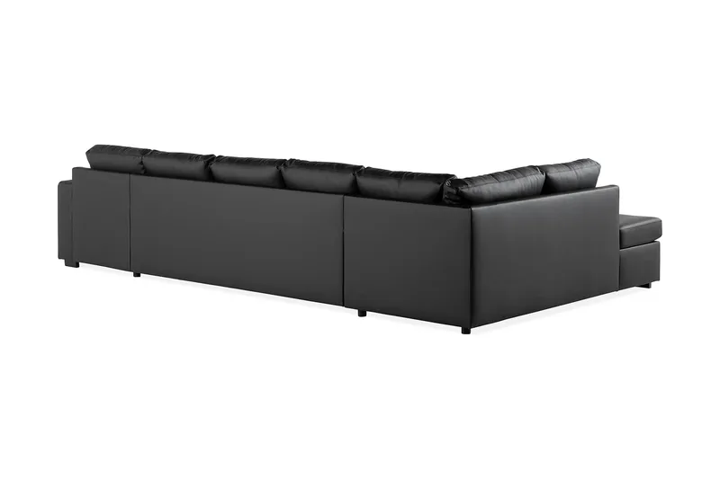 Crazy 5-personers Venstrevendt U-formet X-Large Sofa med Chaiselong i Kunstlæder - Sort - Møbler - Sofaer - Lædersofaer