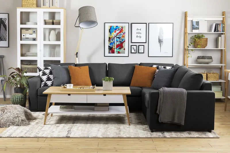 Crazy 5-personers Vendbar L-formet Large Hjørnesofa i Stof - Antracit - Møbler - Sofaer - Hjørnesofa