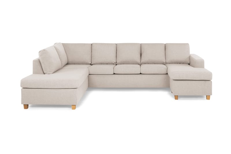 Crazy 5-personers Venstrevendt U-formet Sofa med Chaiselong i Stof, Beige