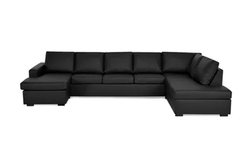Crazy 5-personers Højrevendt U-formet X-Large Sofa med Chaiselong i Kunstlæder - Sort - Møbler - Sofaer - Lædersofaer
