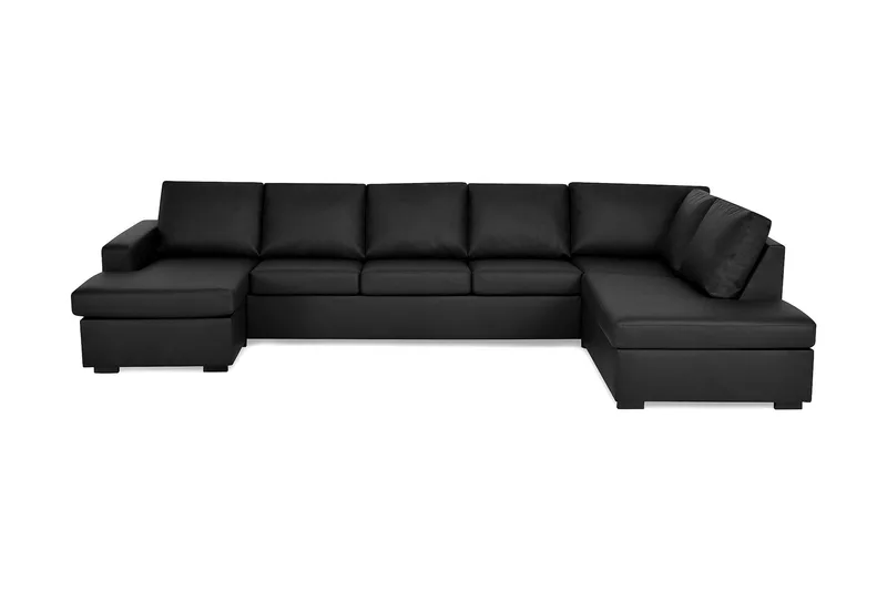 Crazy 5-personers Højrevendt U-formet X-Large Sofa med Chaiselong i Kunstlæder - Sort - Møbler - Sofaer - Lædersofaer