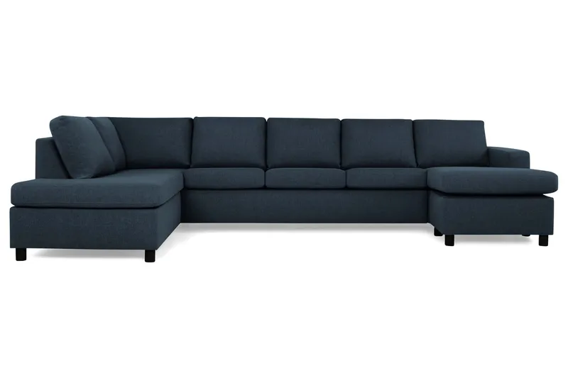 Crazy 5-personers Venstrevendt U-formet X-Large Sofa med Chaiselong i Stof, Mørkeblå