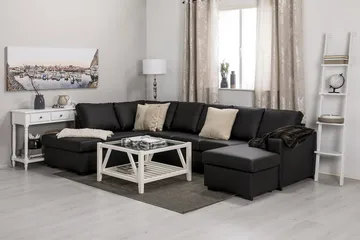 Crazy 5-personers Venstrevendt U-formet Sofa med Chaiselong i Kunstlæder - Sort - Møbler - Sofaer - Lædersofaer