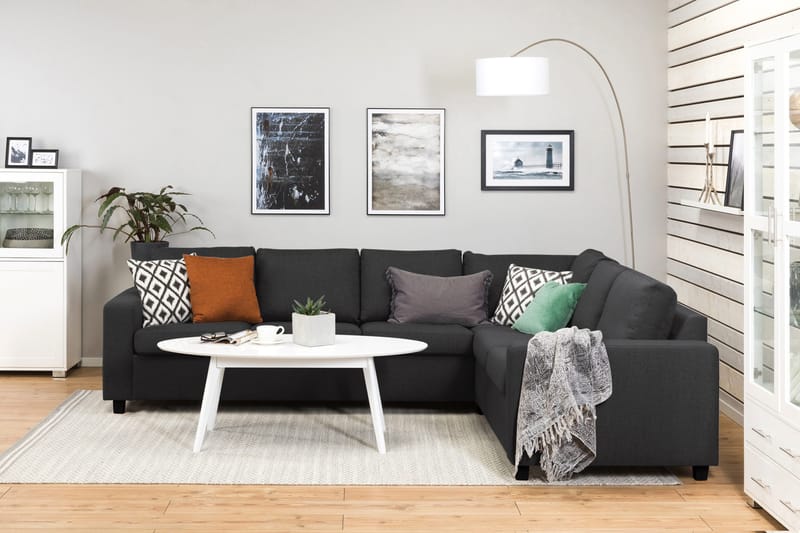 Crazy 5-personers Vendbar L-formet Large Hjørnesofa i Stof - Antracit - Møbler - Sofaer - Hjørnesofa