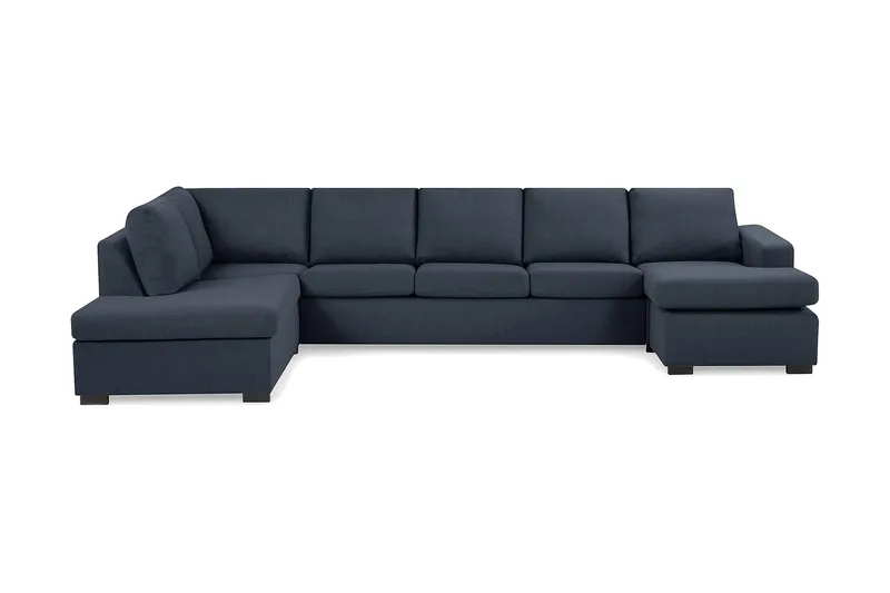 Crazy 5-personers Venstrevendt U-formet X-Large Sofa med Chaiselong i Stof, Mørkeblå
