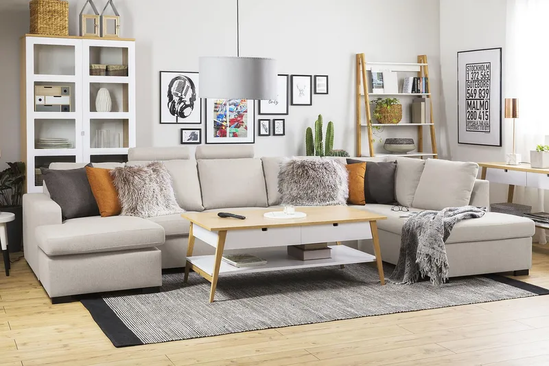 Crazy 5-personers Højrevendt U-formet X-Large Sofa med Chaiselong i Stof - Beige - Møbler - Sofaer - U Sofa