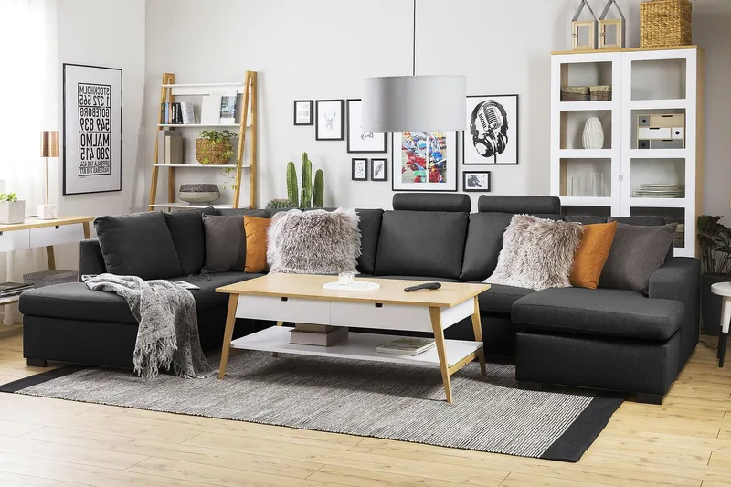 Crazy 5-personers Venstrevendt U-formet X-Large Sofa med Chaiselong i Stof - Antracit - Møbler - Sofaer - U Sofa