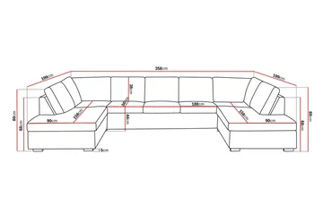 Crazy 5-personers U-formet Sofa med dobbeltchaiselong i Kunstlæder - Sort - Møbler - Sofaer - Lædersofaer