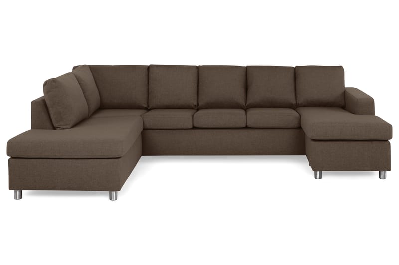 Crazy 5-personers Venstrevendt U-formet Sofa med Chaiselong i Stof, Brun