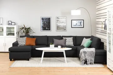 Crazy 5-personers Højrevendt U-formet X-Large Sofa med Chaiselong i Stof - Antracit - Møbler - Sofaer - U Sofa