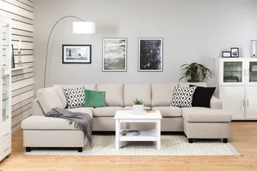 Crazy 5-personers Venstrevendt U-formet Sofa med Chaiselong i Stof - Beige - Møbler - Sofaer - U Sofa