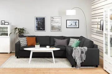 Crazy 5-personers Vendbar L-formet Large Hjørnesofa i Stof - Antracit - Møbler - Sofaer - Hjørnesofa