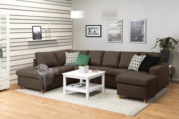 Crazy 5-personers Venstrevendt U-formet Sofa med Chaiselong i Stof - Brun - Møbler - Sofaer - U Sofa