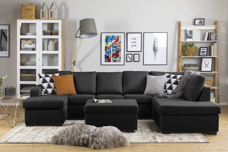 Crazy 5-personers Højrevendt U-formet X-Large Sofa med Chaiselong i Stof - Antracit - Møbler - Sofaer - U Sofa