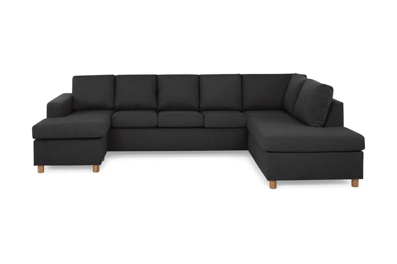 Crazy 5-personers Højrevendt U-formet X-Large Sofa med Chaiselong i Stof, Antracit