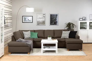 Crazy 5-personers Venstrevendt U-formet Sofa med Chaiselong i Stof - Brun - Møbler - Sofaer - U Sofa