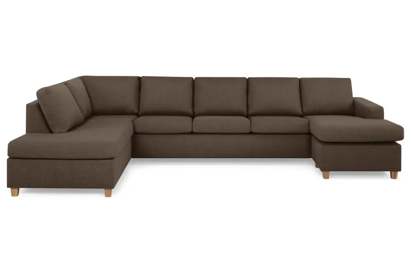 Crazy 5-personers Venstrevendt U-formet X-Large Sofa med Chaiselong i Stof, Brun