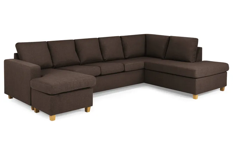 Crazy 5-personers Højrevendt U-formet X-Large Sofa med Chaiselong i Stof - Brun - Møbler - Sofaer - U Sofa